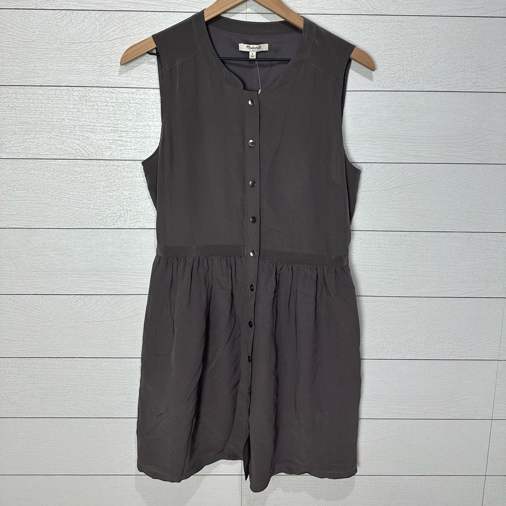 NWT Madewell Gray Sleeveless Silk Dress Size 6